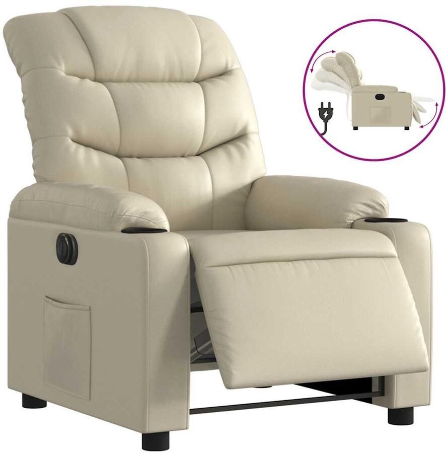 VidaXL Fauteuil elektrisch verstelbaar kunstleer crèmekleurig