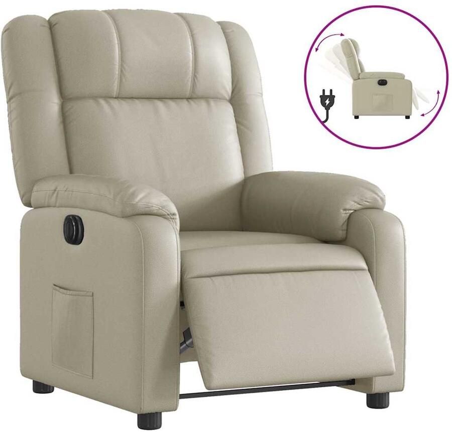 VidaXL Fauteuil elektrisch verstelbaar kunstleer crèmekleurig