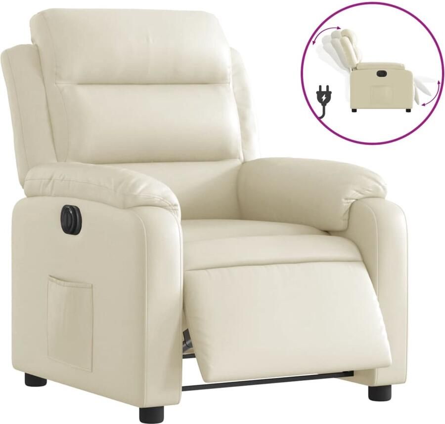 VidaXL Fauteuil elektrisch verstelbaar kunstleer crèmekleurig