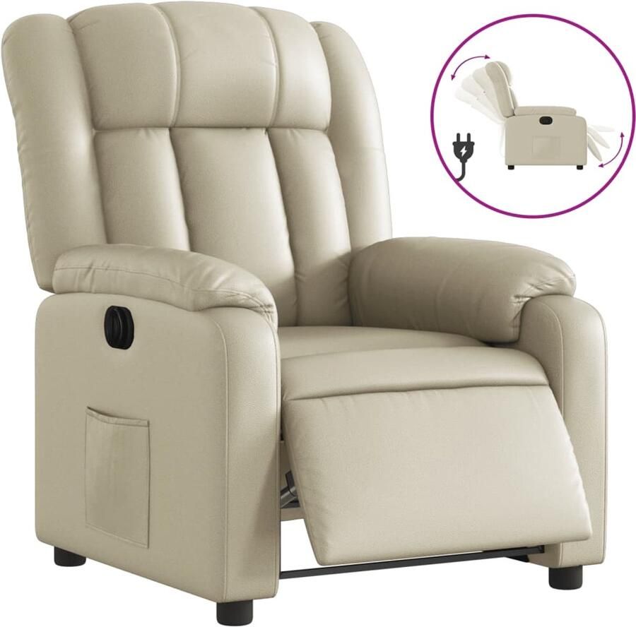 VidaXL Fauteuil elektrisch verstelbaar kunstleer crèmekleurig