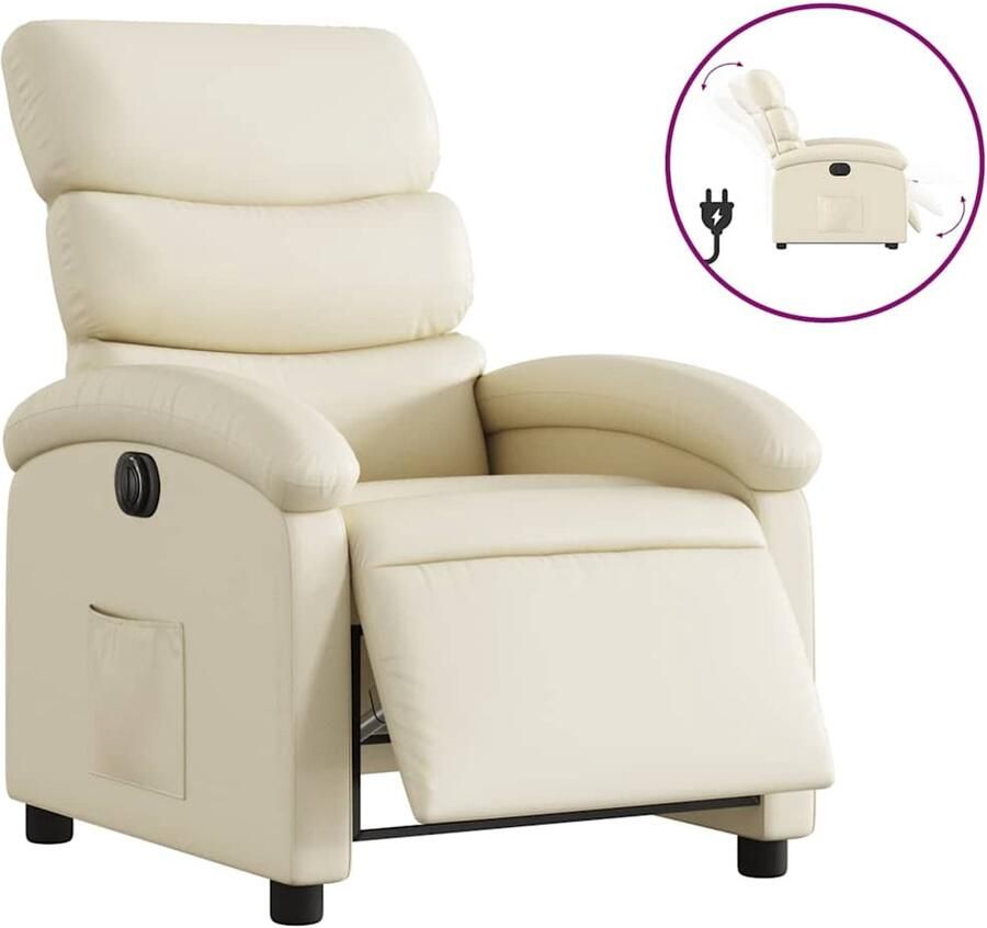 VidaXL Fauteuil elektrisch verstelbaar kunstleer crèmekleurig