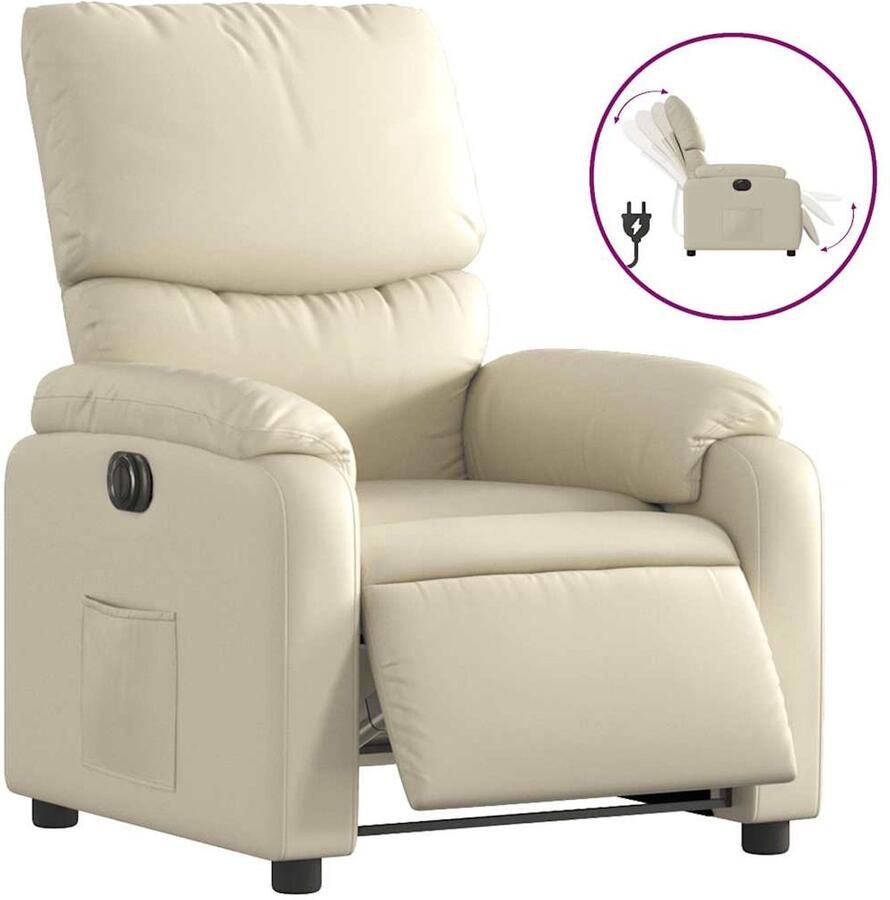 VidaXL Fauteuil elektrisch verstelbaar kunstleer crèmekleurig