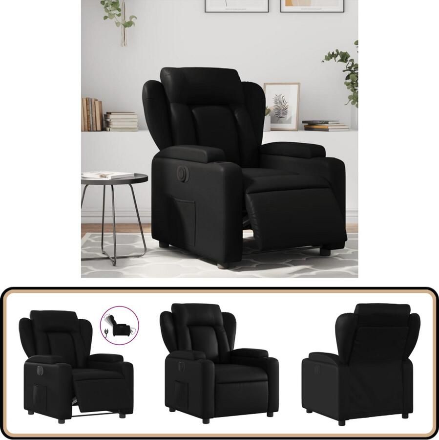 VidaXL Fauteuil Elektrisch Verstelbaar Kunstleer Zwart Elektrisch Verstelbare Fauteuil Elektrisch Verstelbare Fauteuils Fauteuil Relaxfauteuil