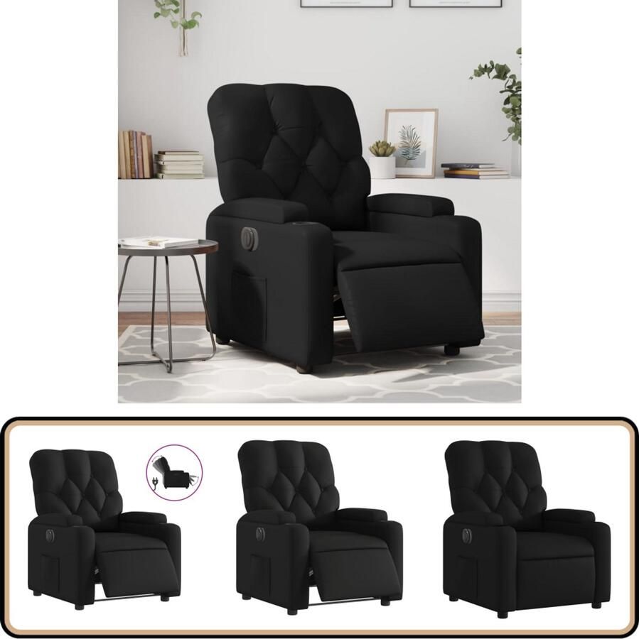 VidaXL Fauteuil Elektrisch Verstelbaar Kunstleer Zwart Elektrische Fauteuil Loungestoel Lederlook Ergonomische Stoel Verstelbare Fauteuil