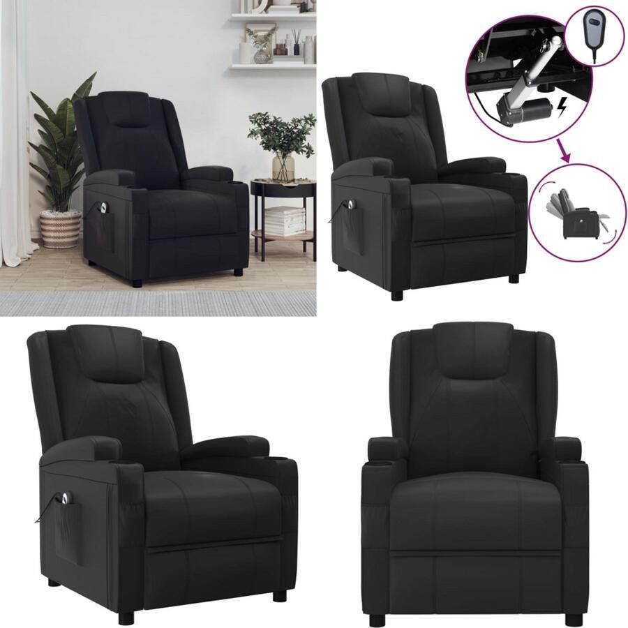 VidaXL Fauteuil elektrisch verstelbaar kunstleer zwart Fauteuil Fauteuils Leunstoel Fauteuil Kunstleer