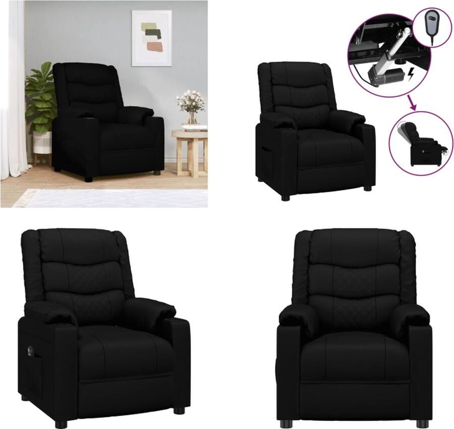 VidaXL Fauteuil elektrisch verstelbaar kunstleer zwart Fauteuil Fauteuils Leunstoel Fauteuil Kunstleer