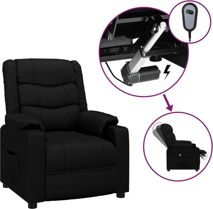 VidaXL Fauteuil elektrisch verstelbaar kunstleer zwart - Foto 2
