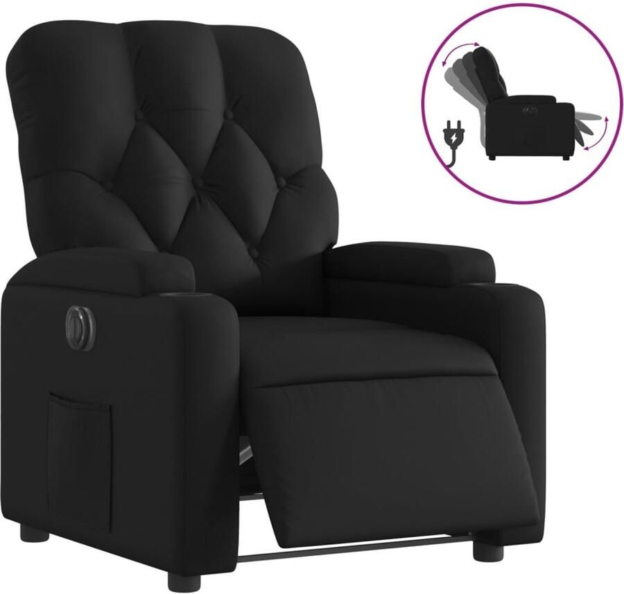 VidaXL Fauteuil elektrisch verstelbaar kunstleer zwart