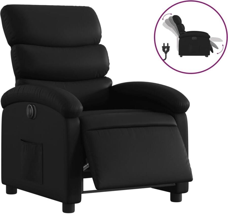 VidaXL Fauteuil elektrisch verstelbaar kunstleer zwart