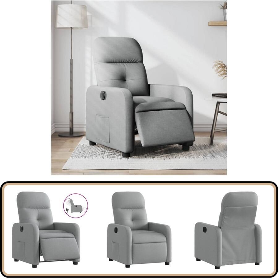 VidaXL Fauteuil Elektrisch Verstelbaar Lichtgrijs Elektrische Fauteuil Elektrische Verstelbare Stoel Loungestoel Relaxfauteuil Fauteuils