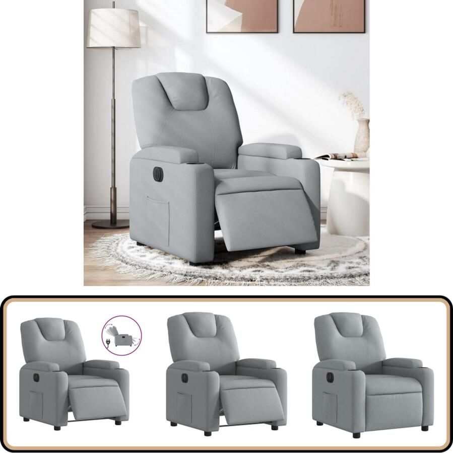 VidaXL Fauteuil Elektrisch Verstelbaar Lichtgrijs Elektrische Fauteuil Loungestoel Elektrische Relaxfauteuil Comfortabele Fauteuil Fauteuils