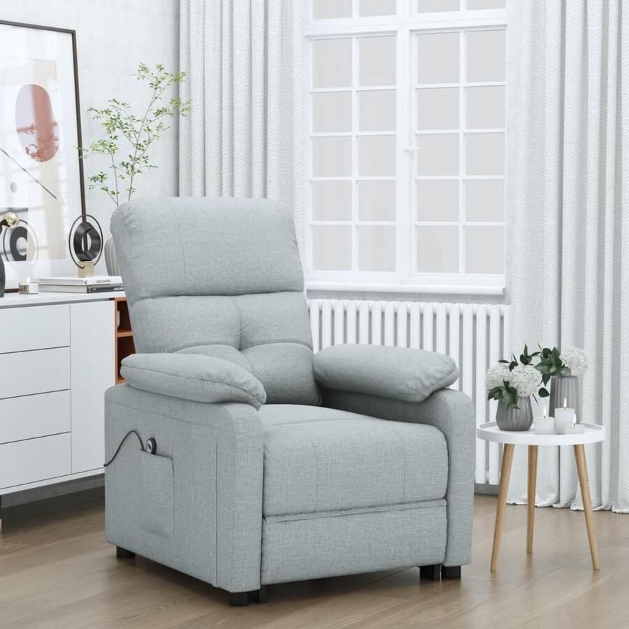 VidaXL Fauteuil Elektrisch Verstelbaar Lichtgrijs Elektrische Fauteuil Loungestoel Relaxfauteuil Ergonomische Stoel Leesfauteuil Grijs Fauteuil Comfortabele Stoel - Foto 2