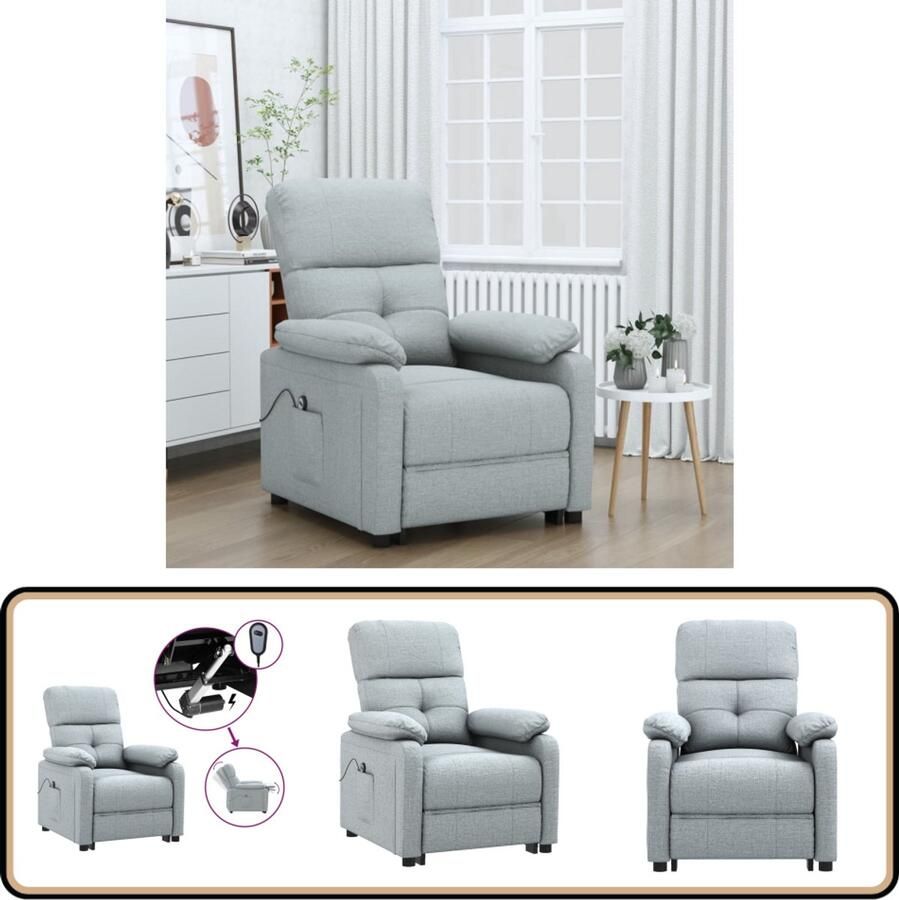 VidaXL Fauteuil Elektrisch Verstelbaar Lichtgrijs Elektrische Fauteuil Loungestoel Relaxfauteuil Ergonomische Stoel Leesfauteuil Grijs Fauteuil Comfortabele Stoel