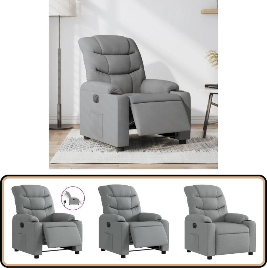 VidaXL Fauteuil elektrisch verstelbaar Lichtgrijs Elektrische Fauteuil Loungestoel Relaxfauteuil Verstelbare Fauteuil Fauteuils Grijs