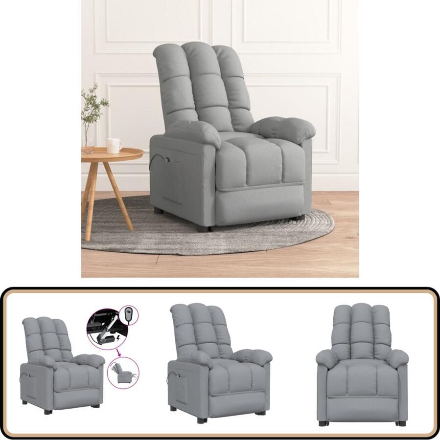 VidaXL Fauteuil Elektrisch Verstelbaar Lichtgrijs Elektrische Fauteuil Loungestoel Tv-stoelen Verstelbare Fauteuil Fauteuiltje Grijs Fauteuil Design Fauteuil