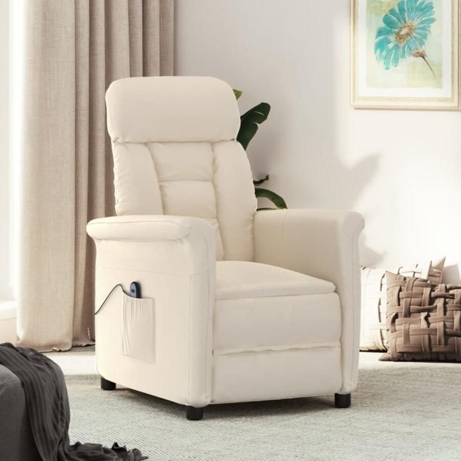 VidaXL Fauteuil elektrisch verstelbaar microvezel beige - Foto 2