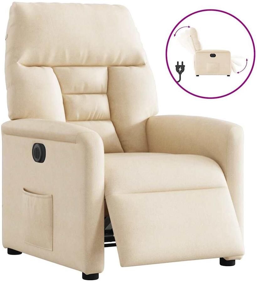 VidaXL Fauteuil elektrisch verstelbaar microvezelstof beige