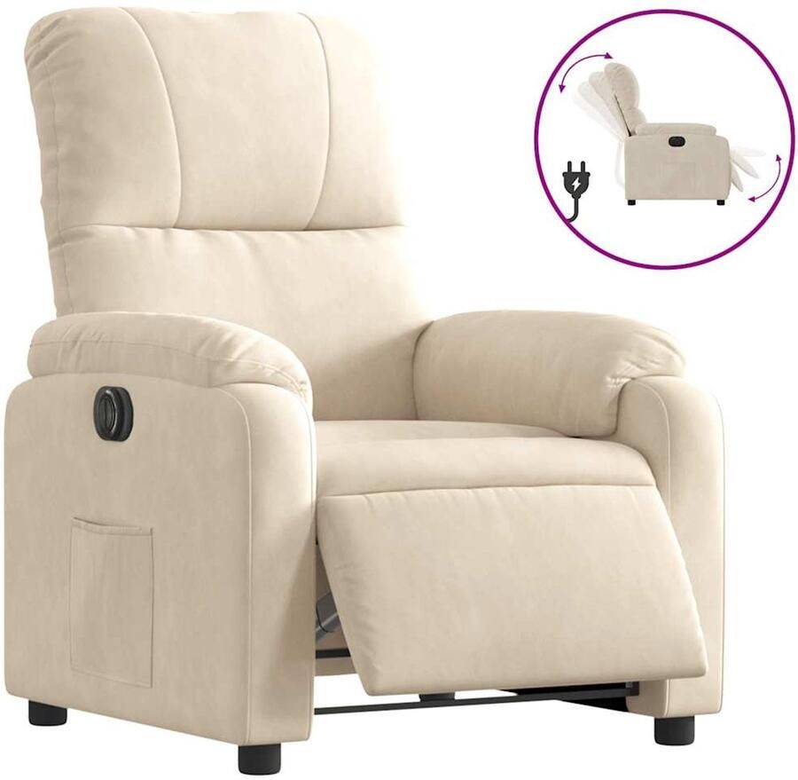 VidaXL Fauteuil elektrisch verstelbaar microvezelstof beige