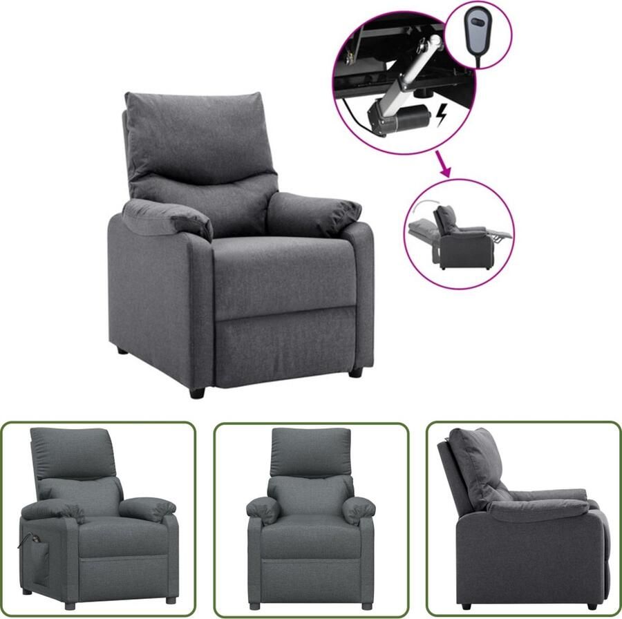 The Living Store Elektrische TV-Fauteuil Stof Donkergrijs 73x158x73 cm Verstelbaar Elektrische Fauteuil Loungefauteuil Relaxfauteuil Leesfauteuil Grijs Fauteuil