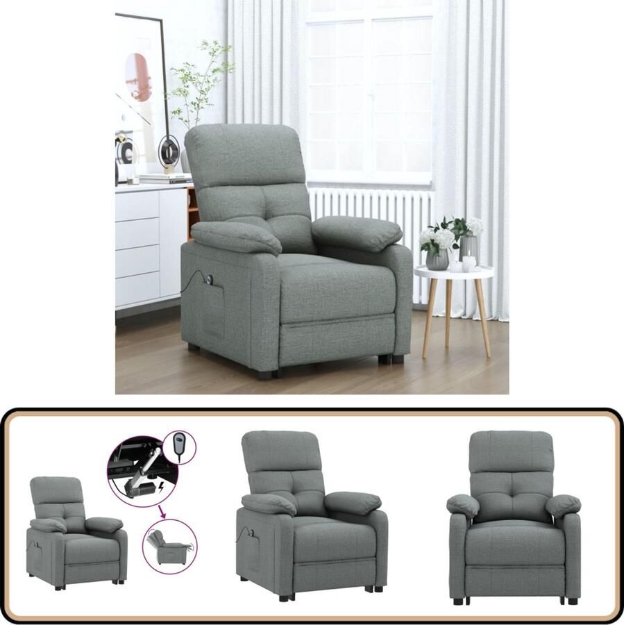 VidaXL Fauteuil Elektrisch Verstelbaar Stof Donkergrijs Elektrische Fauteuil Loungestoel Relaxfauteuil Verstelbare Fauteuil Fauteuilelektra