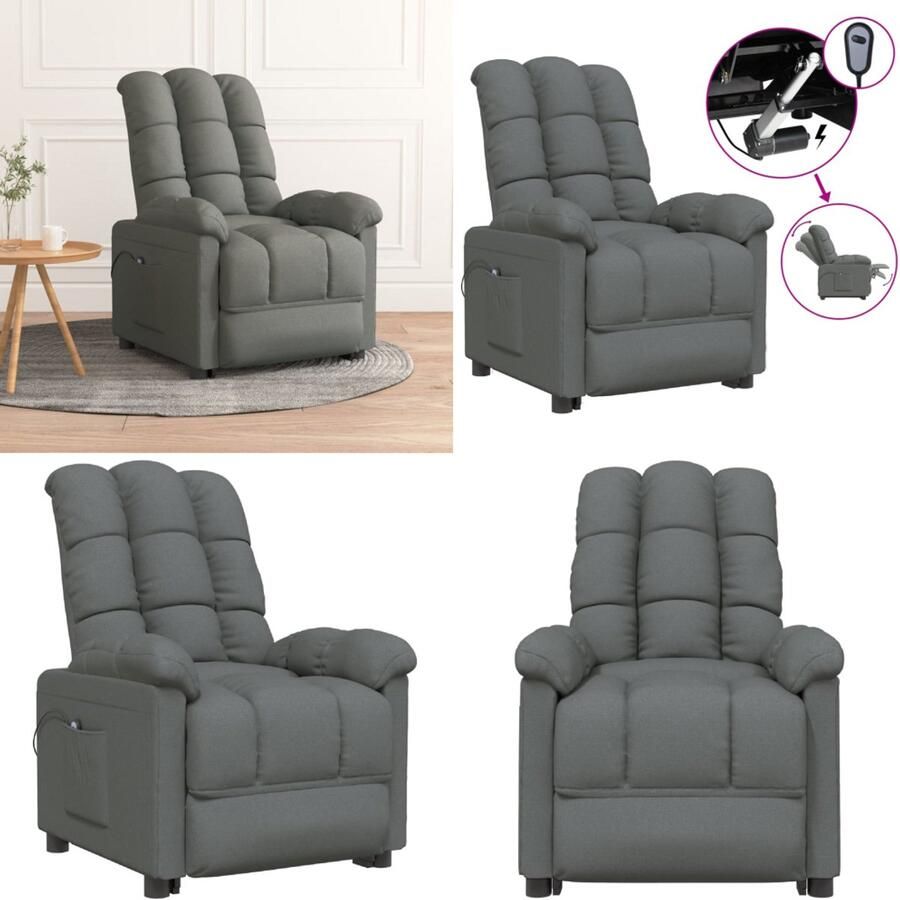 VidaXL Fauteuil elektrisch verstelbaar stof donkergrijs Fauteuil Fauteuils Leunstoel Armstoel