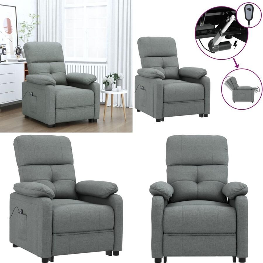 VidaXL Fauteuil elektrisch verstelbaar stof donkergrijs Fauteuil Fauteuils Leunstoel Armstoel