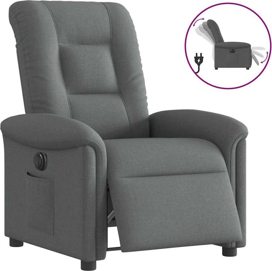VidaXL Fauteuil elektrisch verstelbaar Stof Donkergrijs