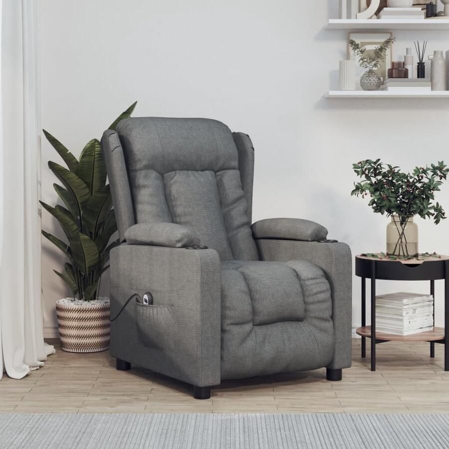 VidaXL Fauteuil Elektrisch Verstelbaar Stof Donkergrijs