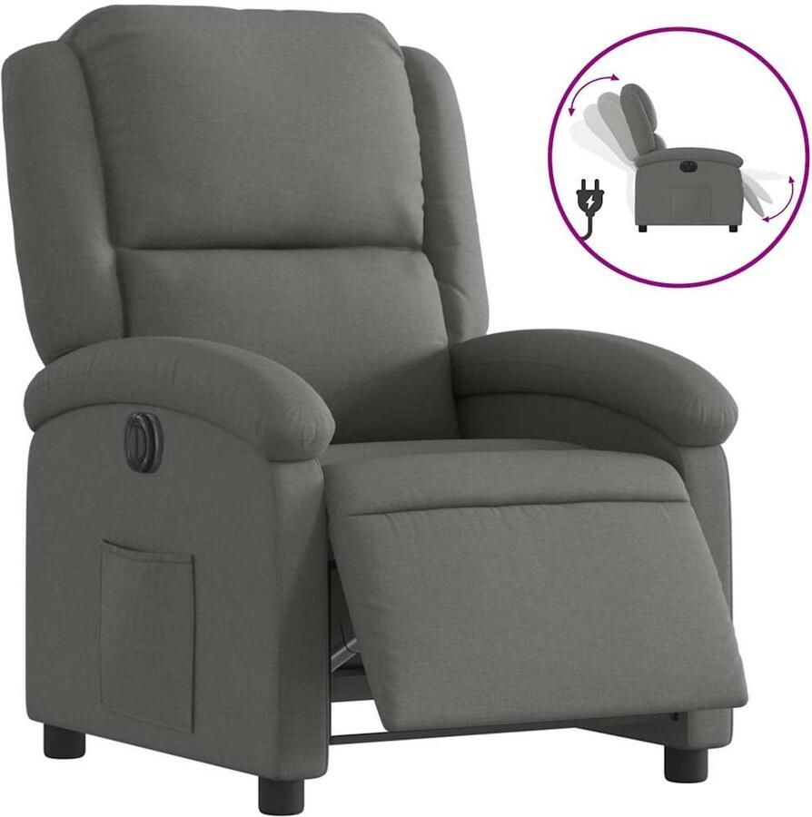 VidaXL Fauteuil elektrisch verstelbaar stof donkergrijs