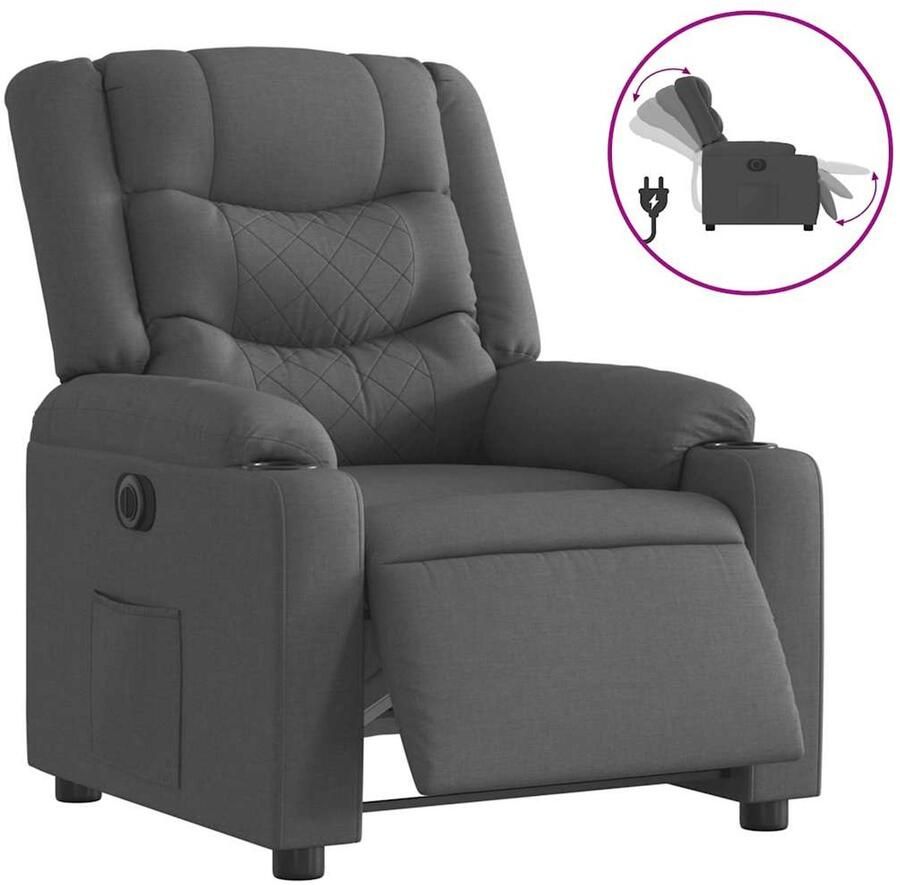 Vida XL vidaXL Fauteuil elektrisch verstelbaar stof donkergrijs-VXL-3206568 - Foto 3