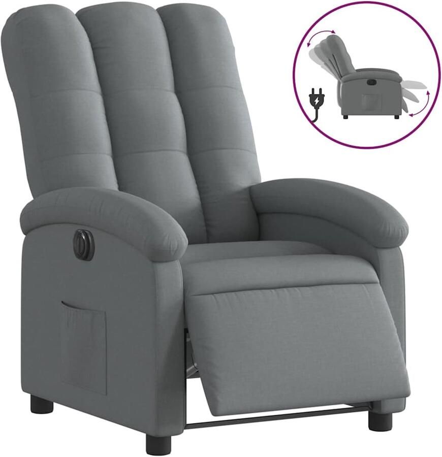 VidaXL Elektrisch Verstelbare Fauteuil Elektrisch Verstelbare Fauteuils Relaxfauteuil Draaifauteuil Fauteuil elektrisch verstelbaar stof donkergrijs - Foto 2