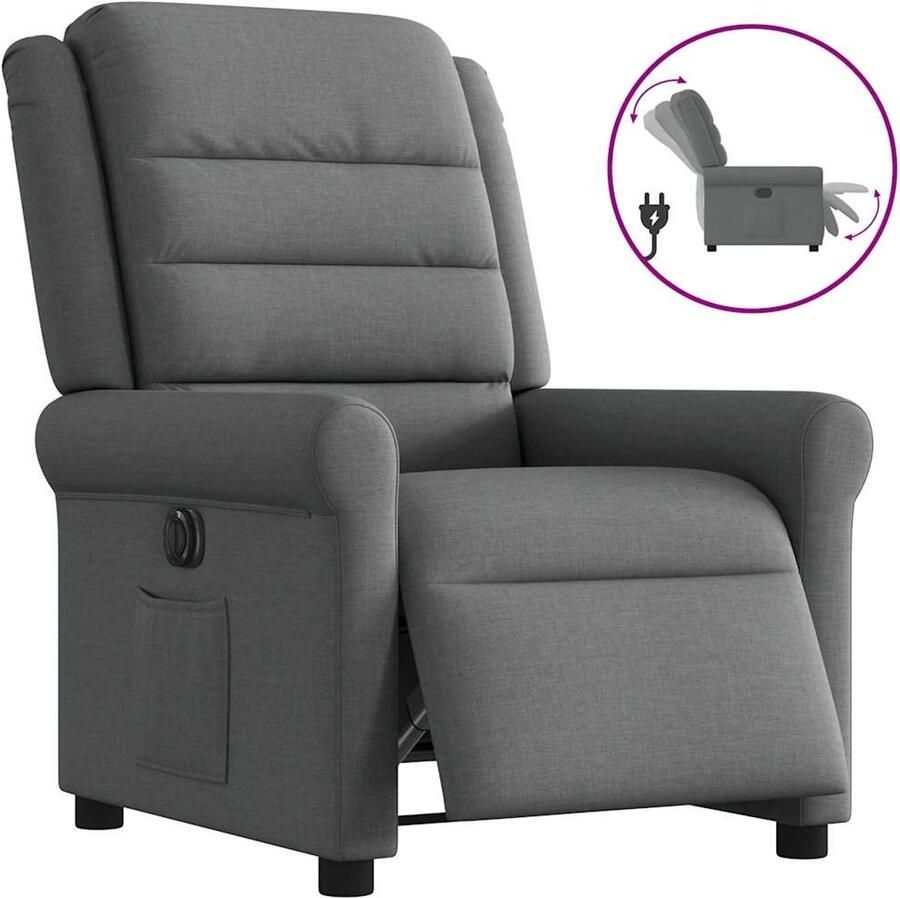 VidaXL Elektrisch Verstelbare Fauteuil Elektrisch Verstelbare Fauteuils Relaxfauteuil Draaifauteuil Fauteuil elektrisch verstelbaar stof donkergrijs - Foto 15