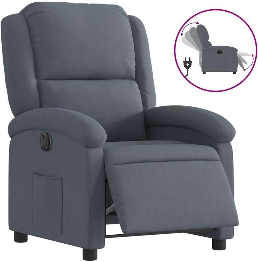 VidaXL Fauteuil elektrisch verstelbaar stof donkergrijs