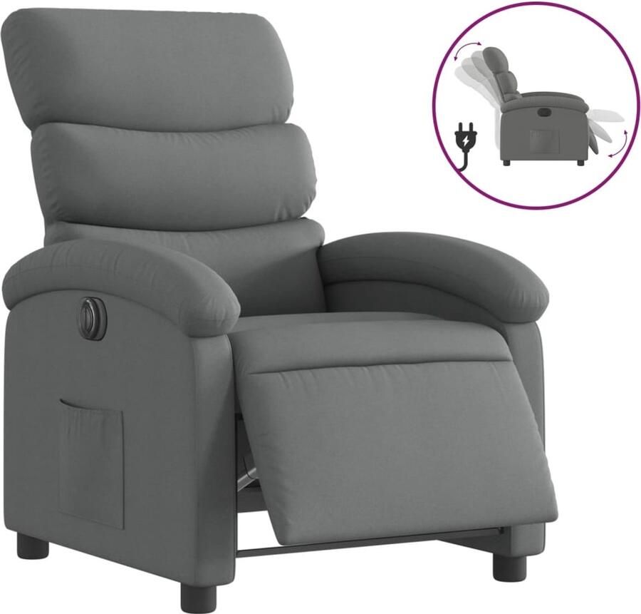 VidaXL Fauteuil elektrisch verstelbaar stof donkergrijs