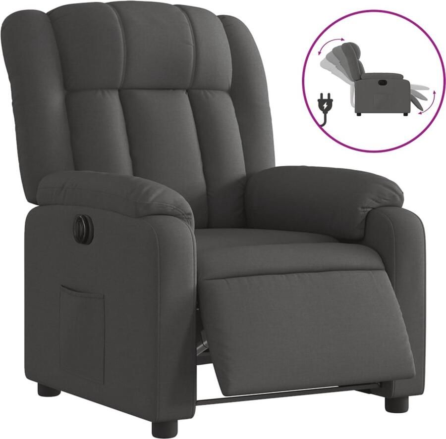 VidaXL Fauteuil elektrisch verstelbaar stof donkergrijs