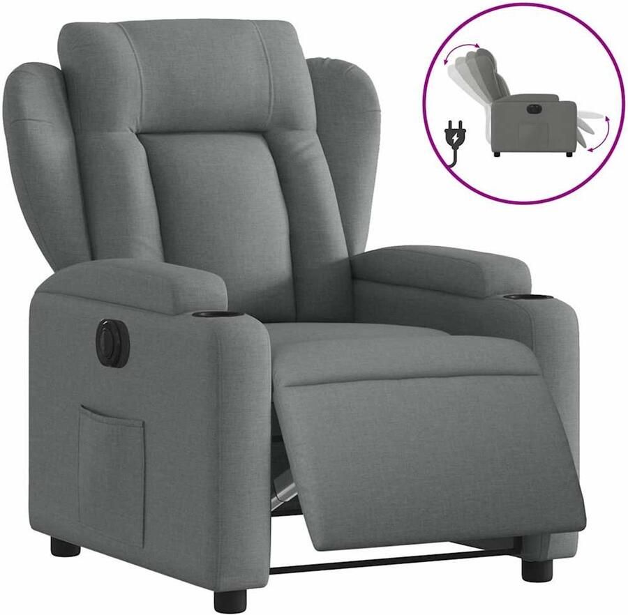 VidaXL Elektrisch Verstelbare Fauteuil Elektrisch Verstelbare Fauteuils Relaxfauteuil Draaifauteuil Fauteuil elektrisch verstelbaar stof donkergrijs - Foto 20