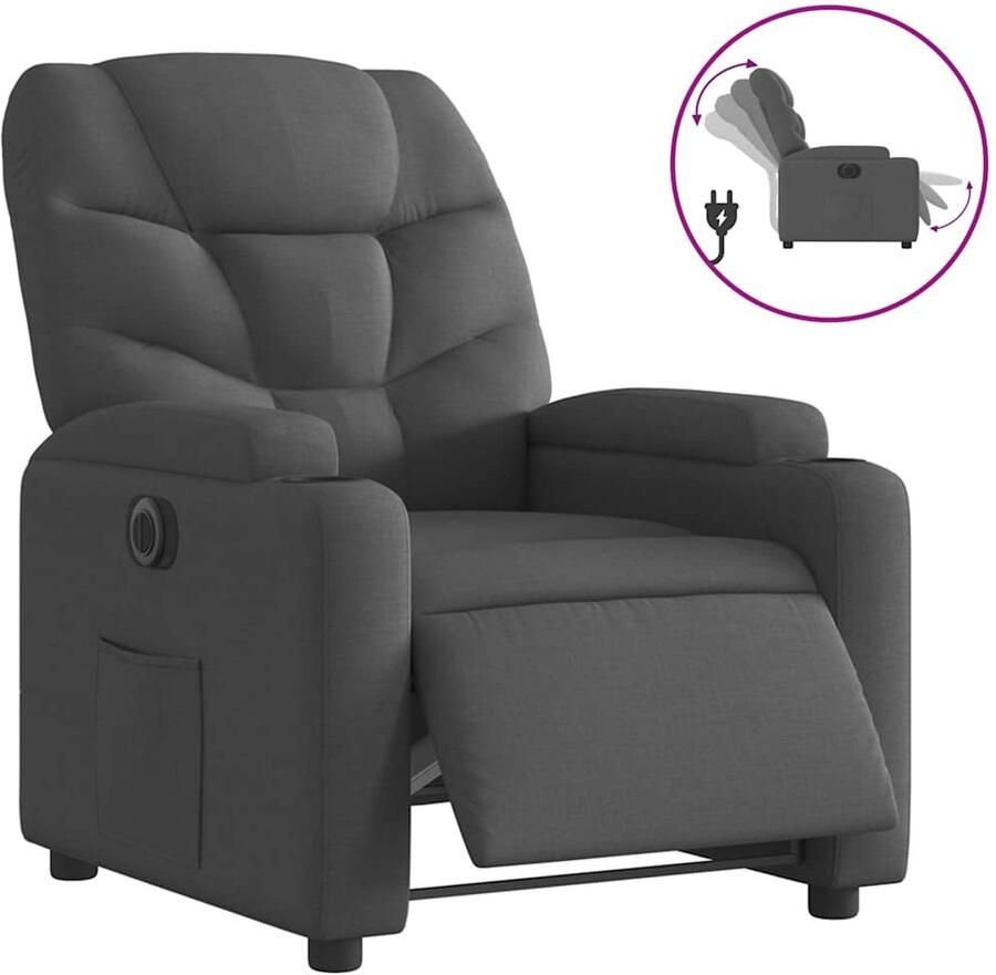 VidaXL Fauteuil Verstelbaar Elektrisch Stof Zwart Elektrische Fauteuil Loungestoel Verstelbare Fauteuil Fauteuils Lederlook