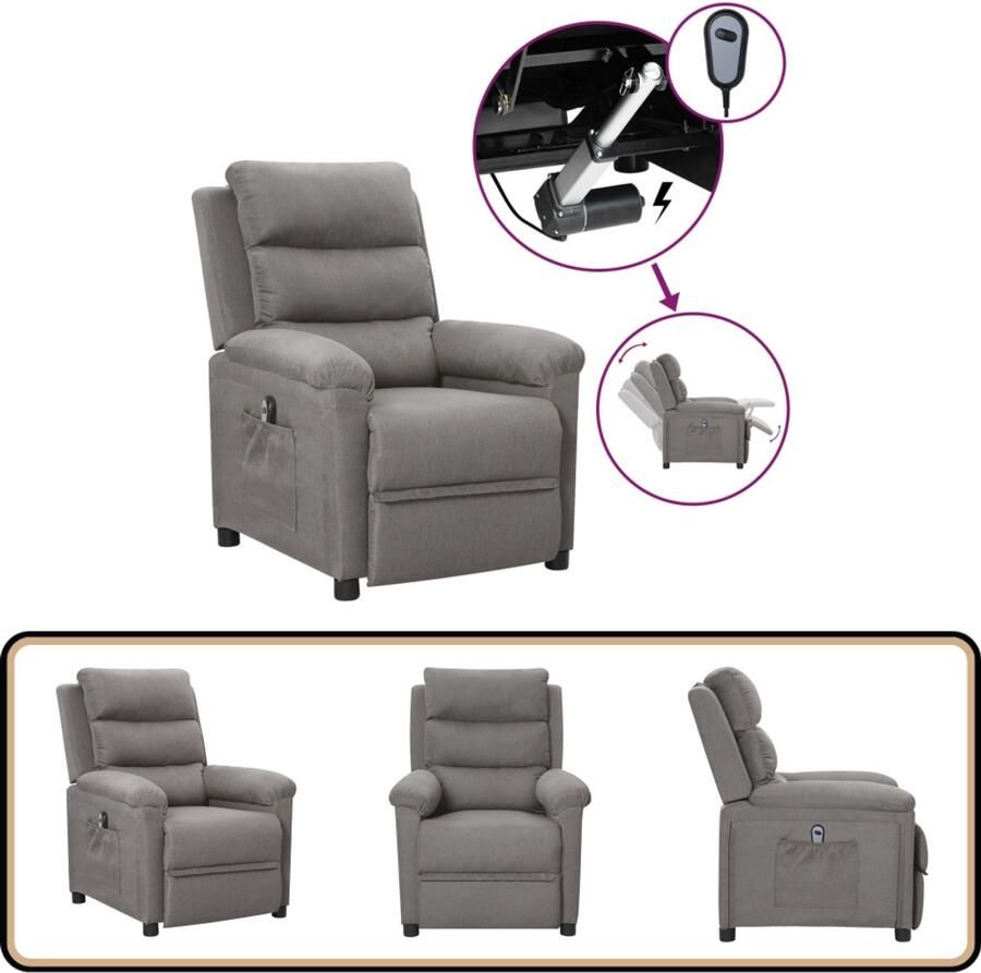 VidaXL Fauteuil Elektrisch Verstelbaar Stof Lichtgrijs Elektrische Fauteuil Loungestoel Verstelbare Stoel Fauteuilim Ergonomische Stoel Leesfauteuil Tv Fauteuil