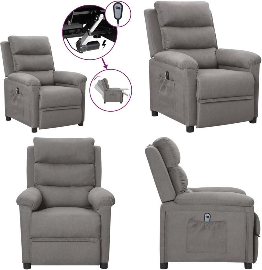 VidaXL Fauteuil elektrisch verstelbaar stof lichtgrijs Fauteuil Fauteuils Leunstoel Armstoel
