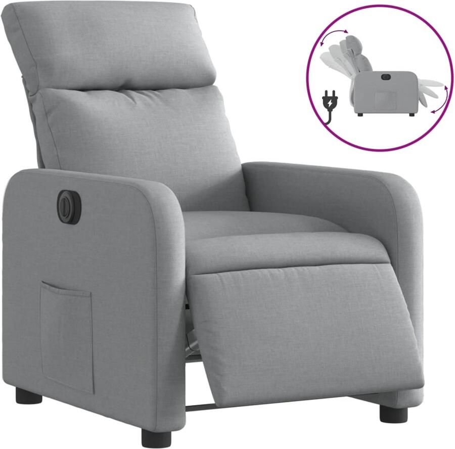 VidaXL Fauteuil elektrisch verstelbaar stof lichtgrijs - Foto 2