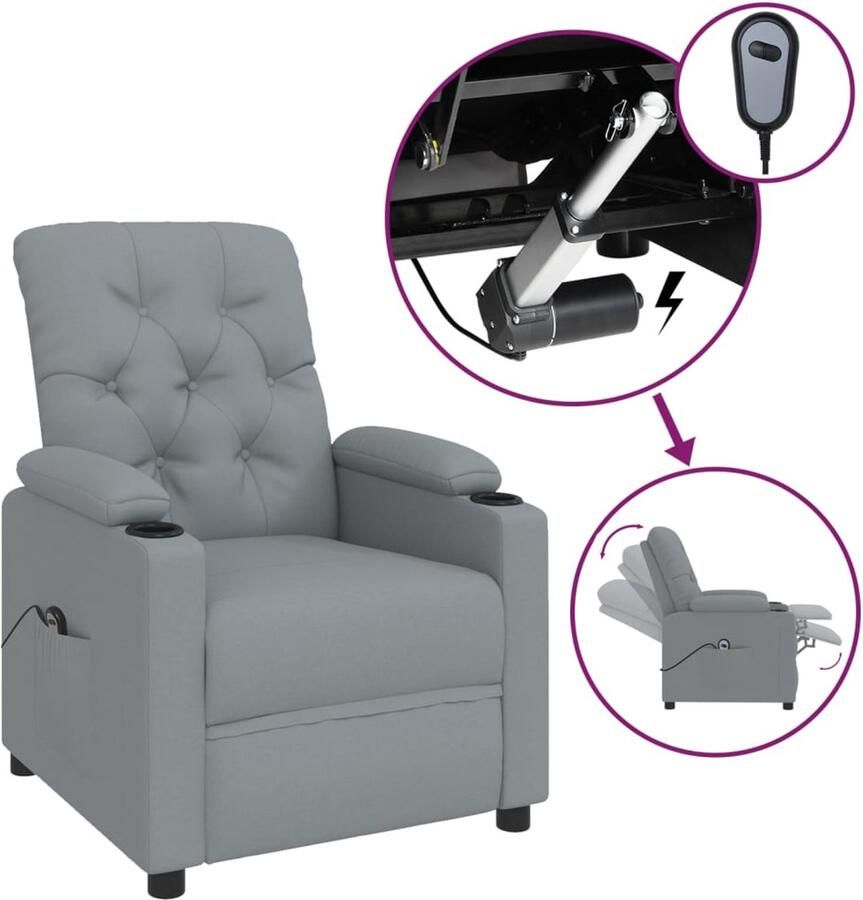 VidaXL Fauteuil elektrisch verstelbaar stof lichtgrijs