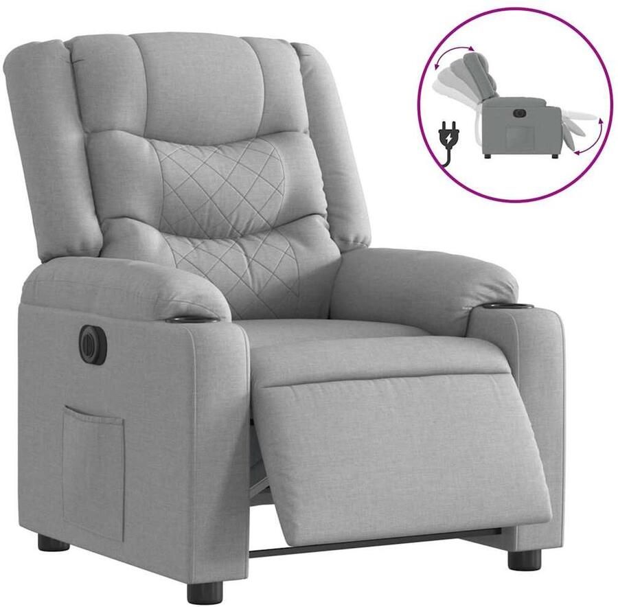 Vida XL vidaXL Fauteuil elektrisch verstelbaar stof lichtgrijs-VXL-3206567 - Foto 3
