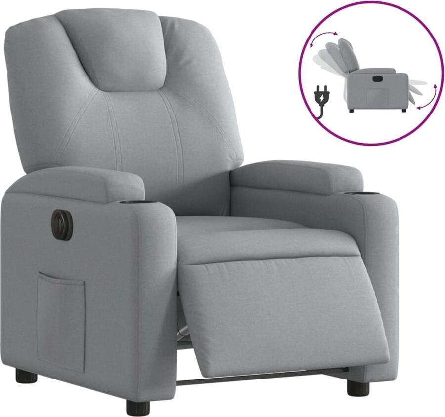 VidaXL Fauteuil elektrisch verstelbaar stof lichtgrijs
