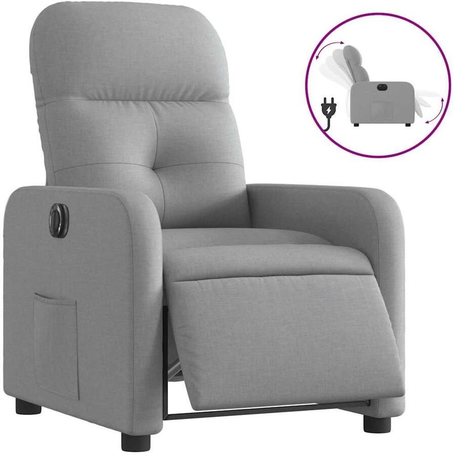 VidaXL Fauteuil elektrisch verstelbaar stof lichtgrijs - Foto 2