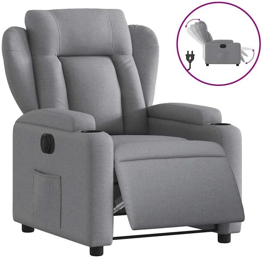 VidaXL Elektrisch Verstelbare Fauteuil Elektrisch Verstelbare Fauteuils Relaxfauteuil Draaifauteuil Fauteuil elektrisch verstelbaar stof lichtgrijs