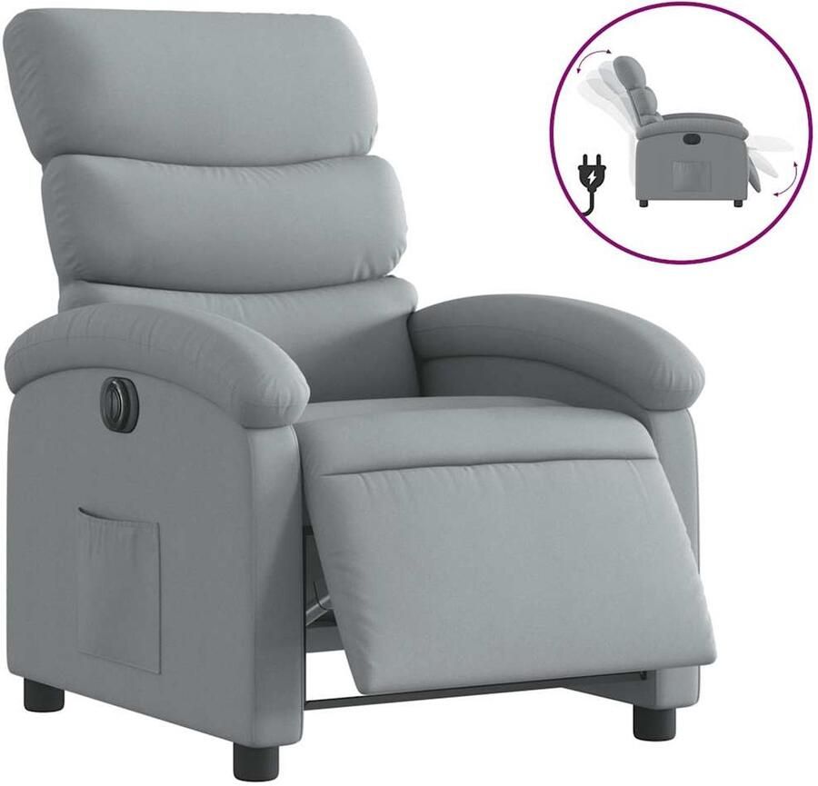 VidaXL Fauteuil elektrisch verstelbaar stof lichtgrijs