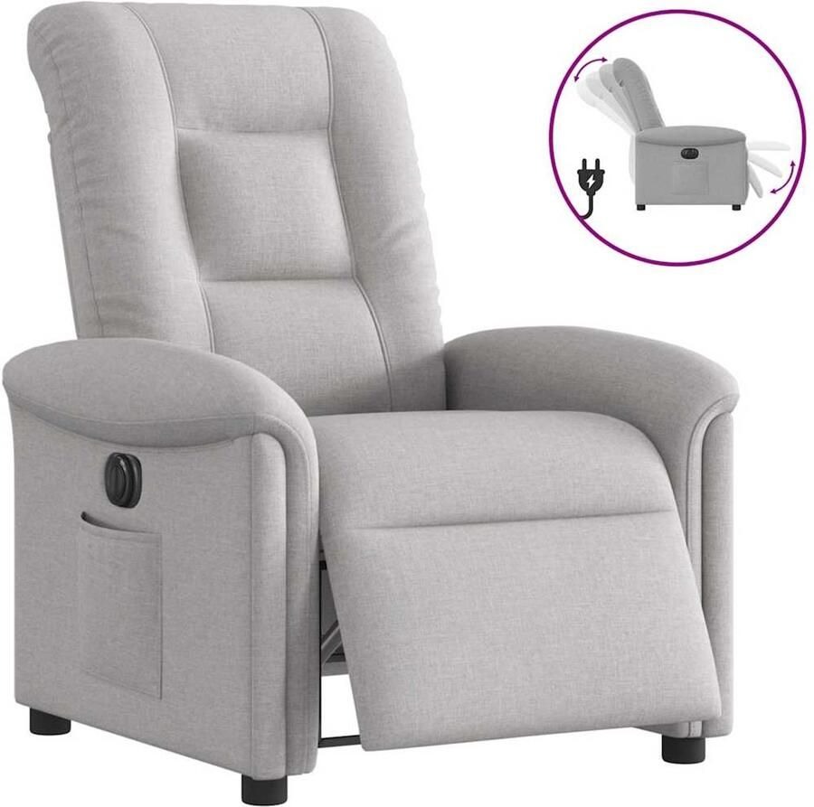 VidaXL Fauteuil elektrisch verstelbaar stof wolk grijs