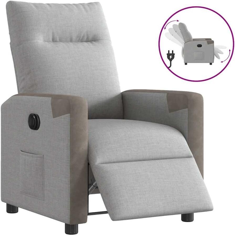 VidaXL Fauteuil elektrisch verstelbaar stof wolk grijs