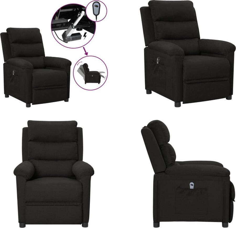 VidaXL Fauteuil elektrisch verstelbaar stof zwart Fauteuil Fauteuils Leunstoel Armstoel