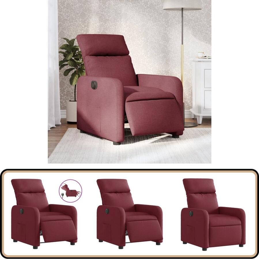 VidaXL Fauteuil Elektrisch Verstelbaar Wijnrood Elektrisch Verstelbare Fauteuil Elektrisch Verstelbare Fauteuils Relaxfauteuil Draaifauteuil